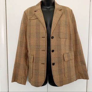 Liz Claiborne Brown/Orange Plaid Blazer Jacket